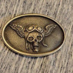 Rare HTF Winged Skull belt buckle 1976 Indiana Metal Craft